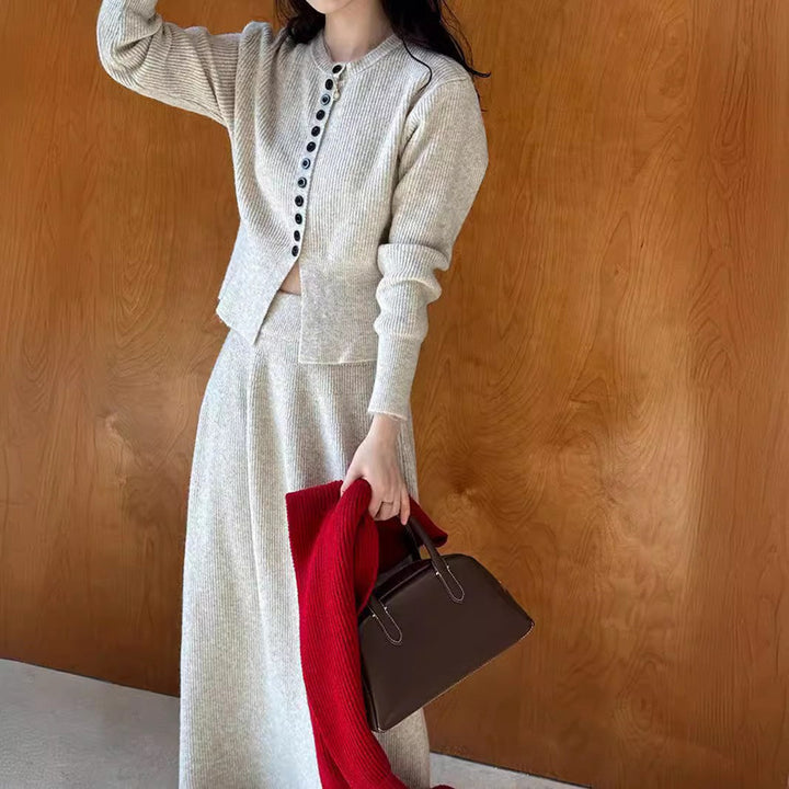 Women’s knitted jacket with button details and elegant silhouette Lune London