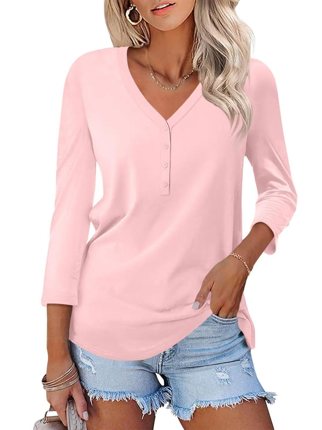 Lune London V neck buttoned tunic for women