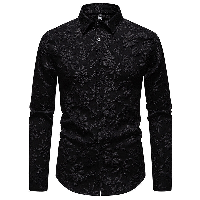 Men's Long Sleeve Shirt with Floral Relief Pattern Lune London