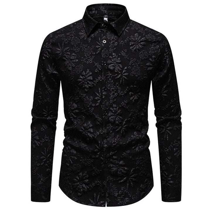 Men's Long Sleeve Shirt with Floral Relief Pattern Lune London