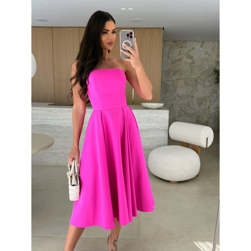 Women's Elegant Cocktail Dress with Strapless Design Lune London