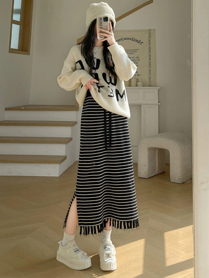 Pull décontracté pour femmes avec impression et design d'ourlet à la mode Chic & Stil