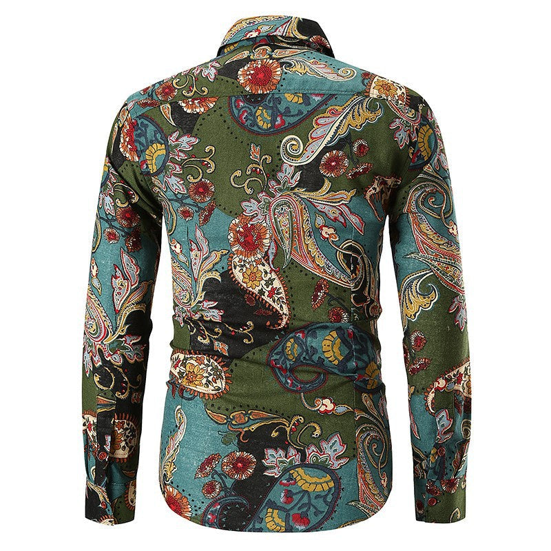Men's Long Sleeve Shirt with Extravagant Paisley Pattern and Fine Cotton Quality Lune London