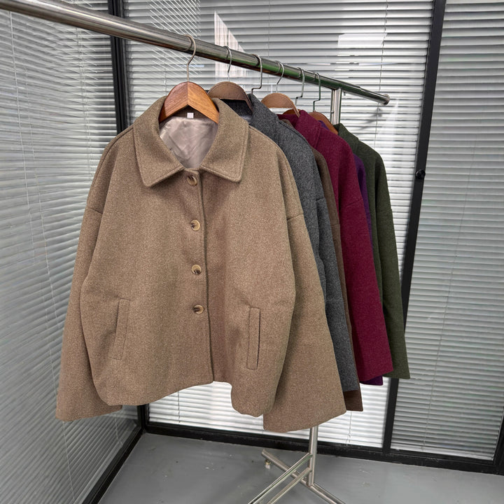 Ladies Oversized Wool Jacket with Decorative Buttons Lune London