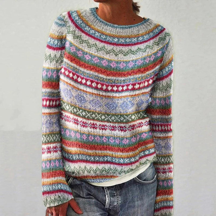 Pull tricoté confortable pour femmes avec un motif coloré et une coupe décontractée Chic & Stil