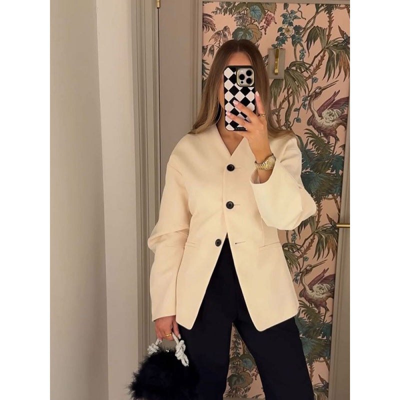 Lune London Women's Couture Blazer with Voluminous Sleeves and a Round Collar