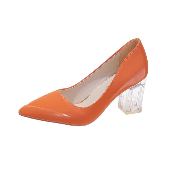 Classic women's pumps with transparent block heel and pointed toe Lune London