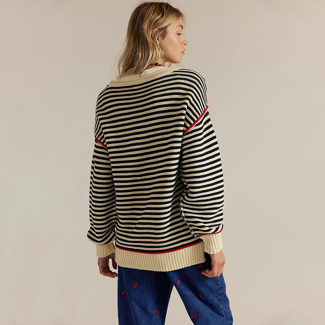 Oversized knit sweater for women with striped pattern and relaxed fit Lune London