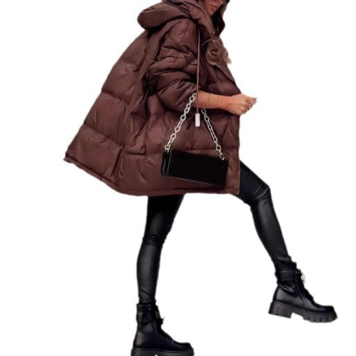 Ladies Oversized Padded Jacket with Practical Pockets and High Collar Lune London