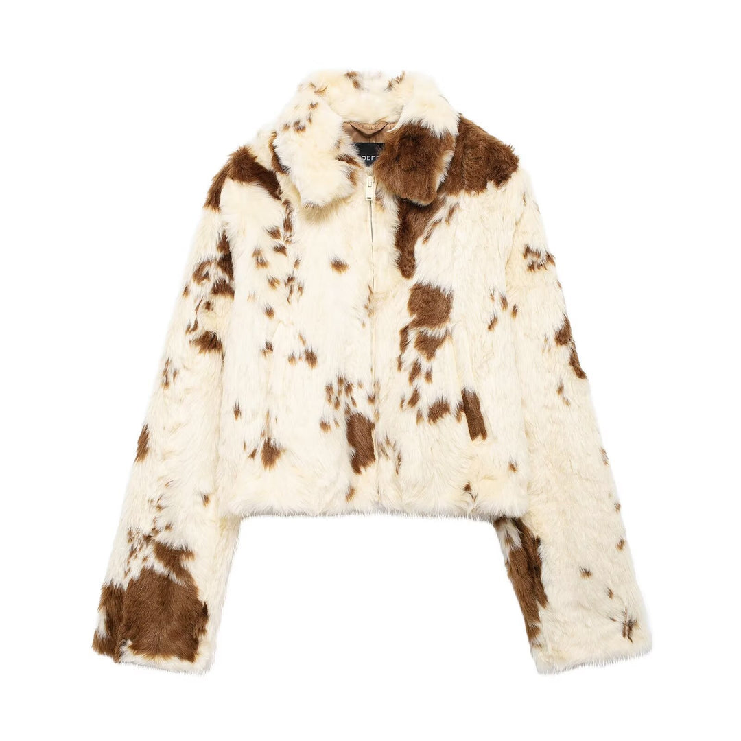 Veste en fausse fourrure confortable pour femmes avec imprimé animal à la mode Chic & Stil
