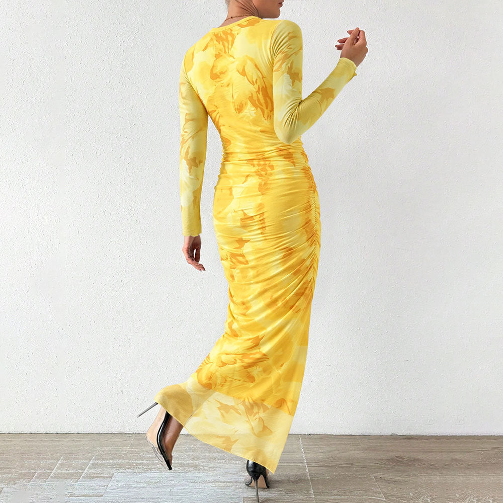 Elegant maxi dress for women with floral pattern and long cut Chic & Stil