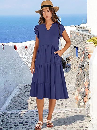 Leisure dress for women with ruffled details and pockets Lune London