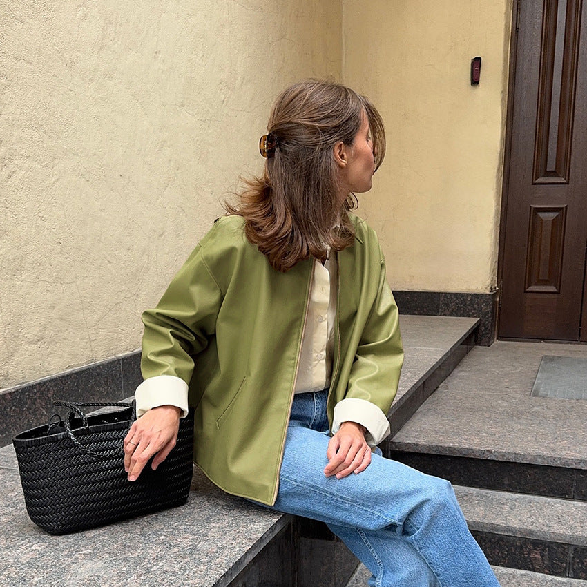 Ladies' faux leather jacket with a relaxed fit and modern design Lune London