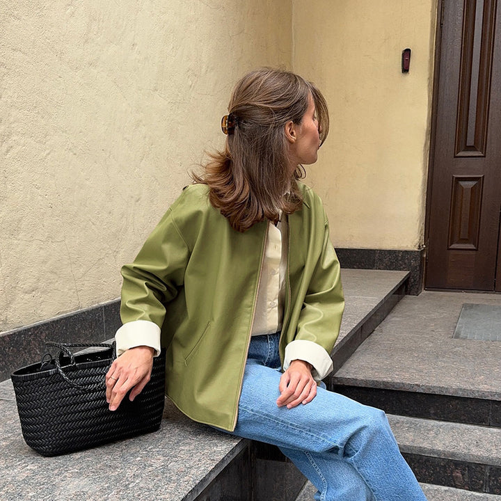Ladies' faux leather jacket with a relaxed fit and modern design Lune London