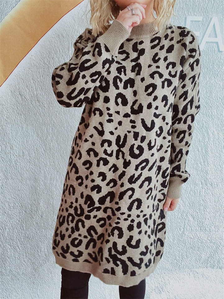 Lune London | Women's Chunky Knit Dress in Modern Leopard Pattern