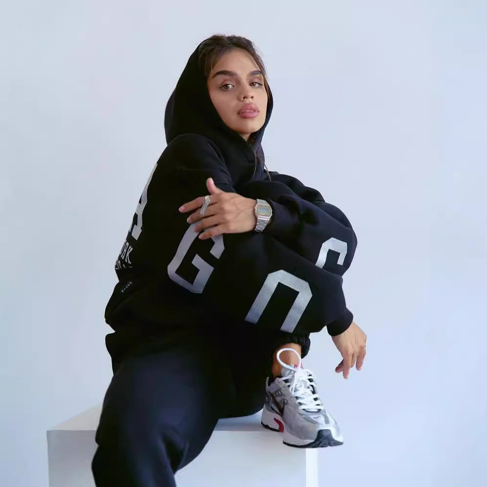 Ladies oversized tracksuit with hood and elastic cuffs Lune London