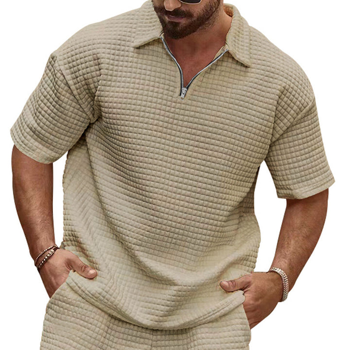 Men's Short Sleeve Polo Shirt in Structured Fabric Lune London