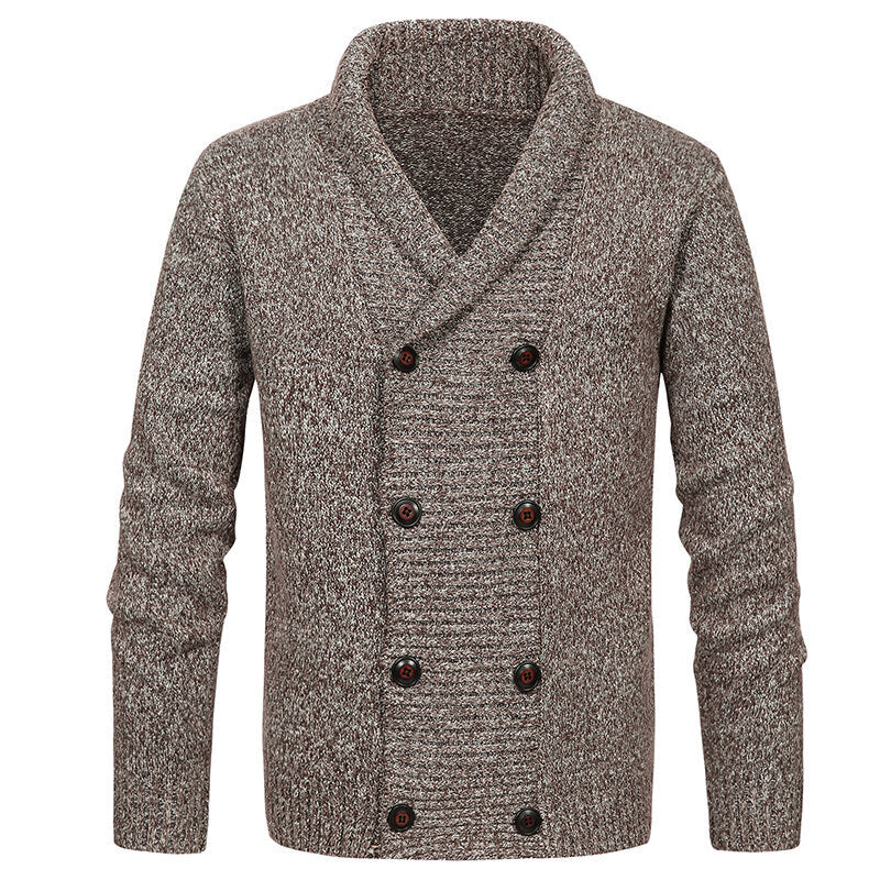 Knitted jacket for men with modern shawl collar and decorative buttons Lune London