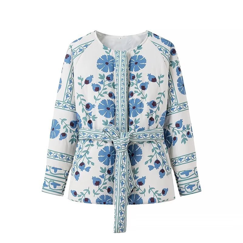 Veste blouson pour femmes avec design floral et ceinture réglable Chic & Stil