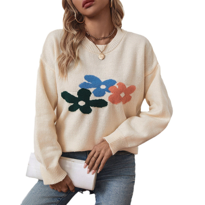 Casual sweater for women with floral patterns and round neck Lune London