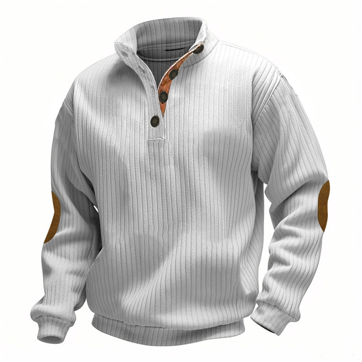 Casual knitted sweater for men with a fashionable collar and elbow patches Lune London