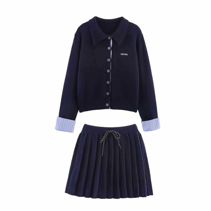 Trendy knit set for women with classic collar Lune London