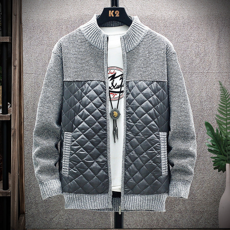 Men's quilted transition jacket with a modern knitted design and practical pockets Lune London