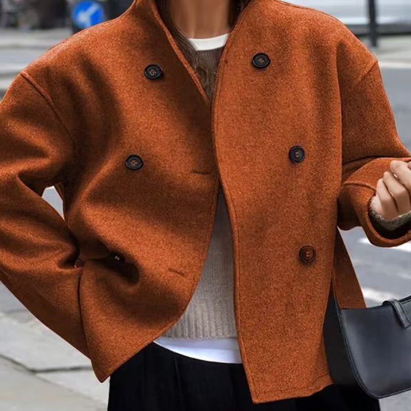 Fashionable wool jacket for women with double flap and high collar Lune London