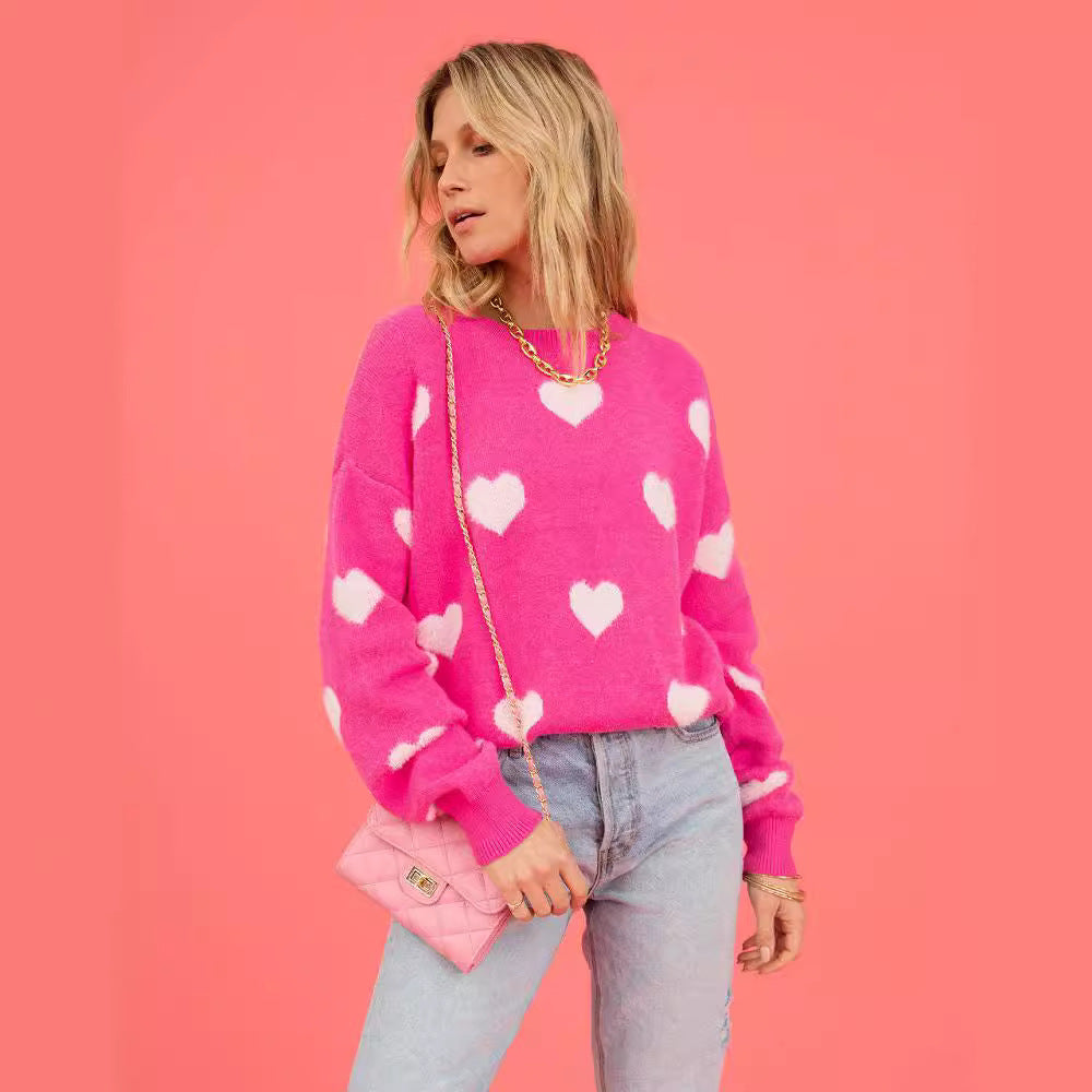 Pull femme avec applications en forme de cœur et coupe ample Chic & Stil