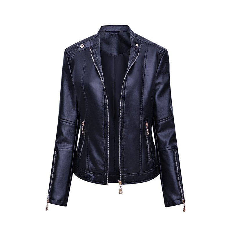 Asymmetrical zipper faux leather jacket for women Lune London