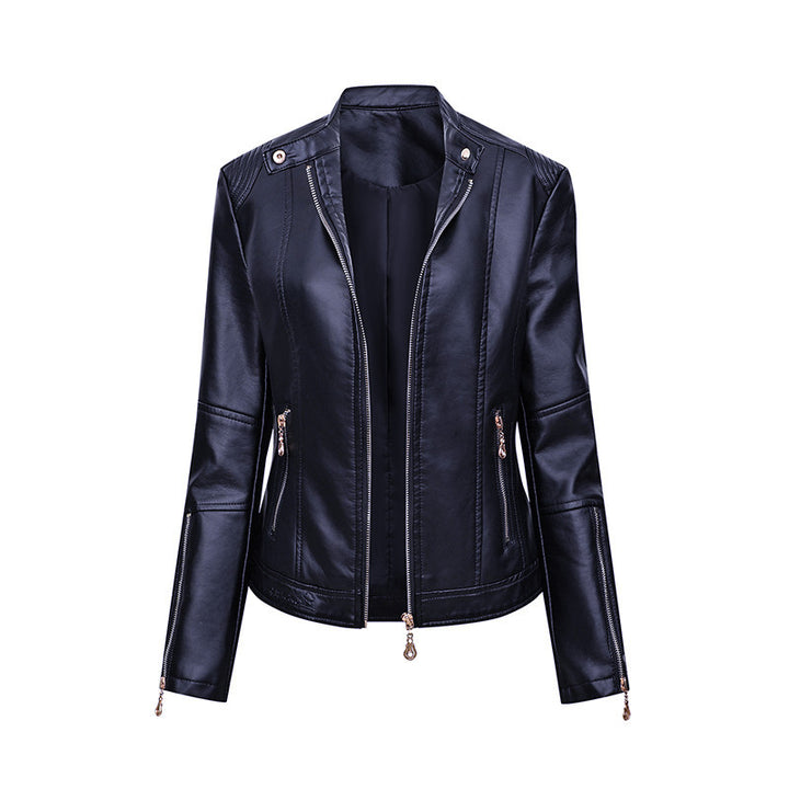 Asymmetrical zipper faux leather jacket for women Lune London