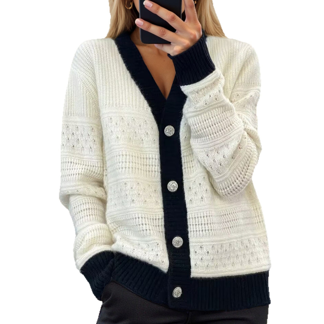 Women's knit jacket with diamond pattern and elegant buttons Lune London