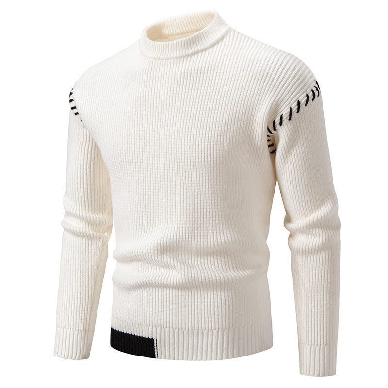 Trendy knitted sweater for men with a high collar and unique cable design Lune London