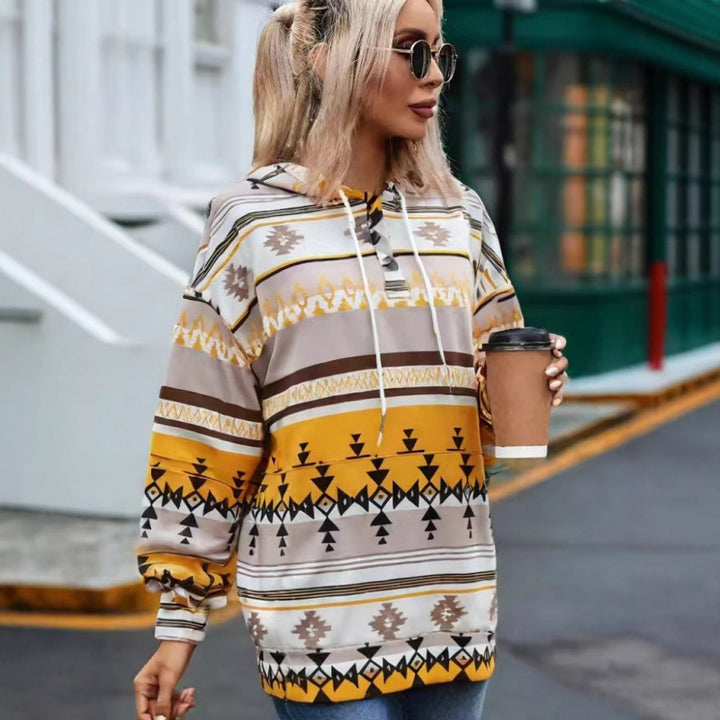 Ladies Relaxed Fit Bohemian Graphic Hoodie Lune London