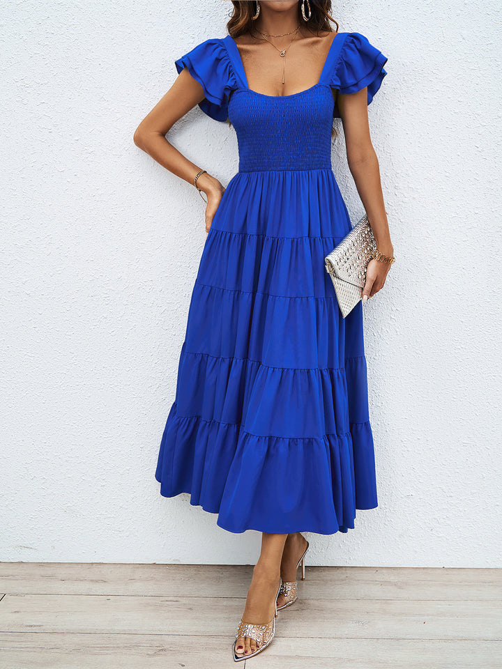 Maxi dress for women with voluminous puff sleeves and a ruched body Chic & Stil
