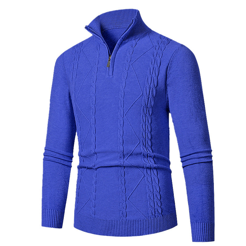 Knitted pull for men with half zip and textured pattern Lune London