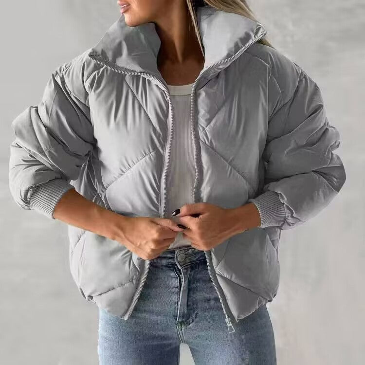Ladies thermal insulated quilted jacket with high collar and elastic cuffs Lune London