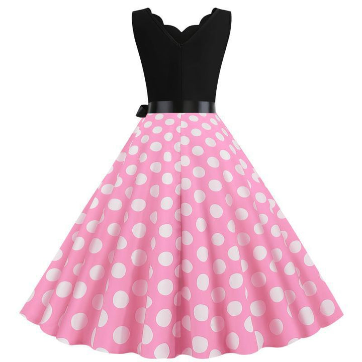 Robe swing pour femmes avec décolleté en V profond et motif à pois délicat Chic & Stil