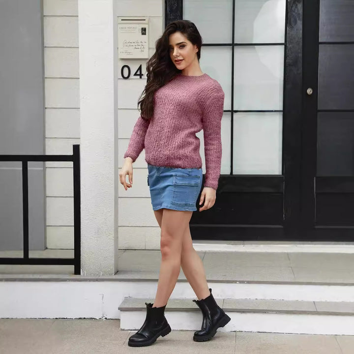 Cozy knit sweater for women with excellent elasticity and a modern chic and stylish design