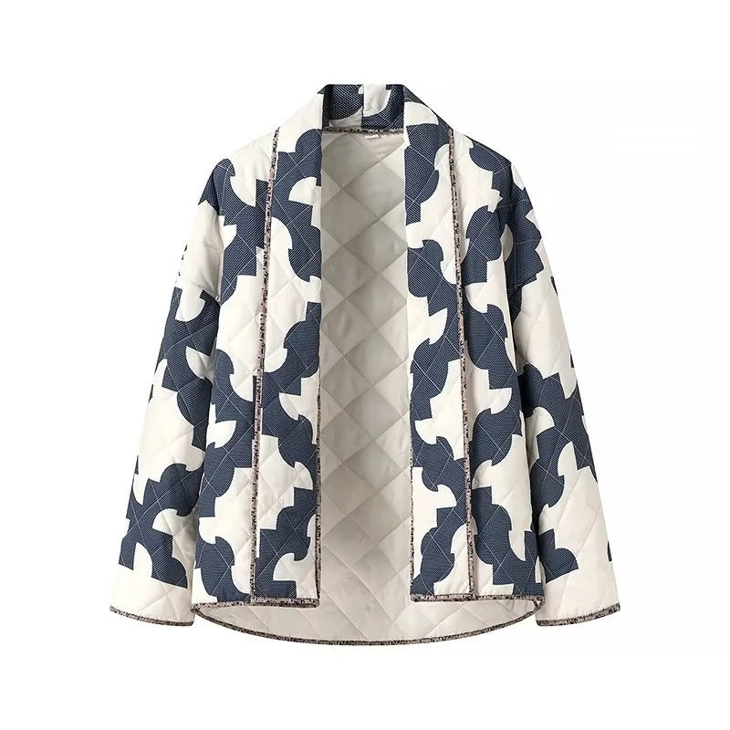 Veste matelassée pour femmes avec des motifs géométriques modernes et un matériau léger Chic & Stil