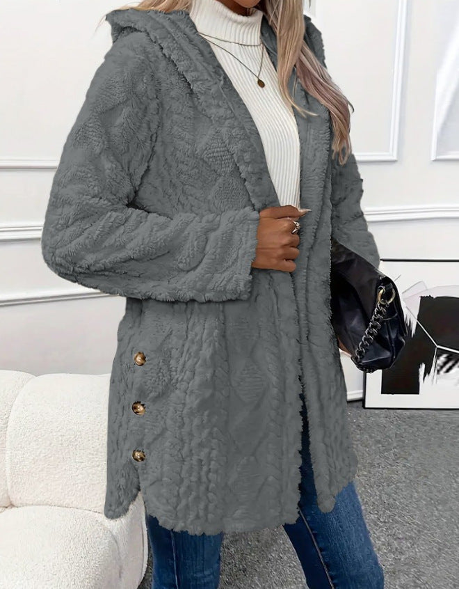 Ladies Cozy Fleece Jacket with Hood Lune London
