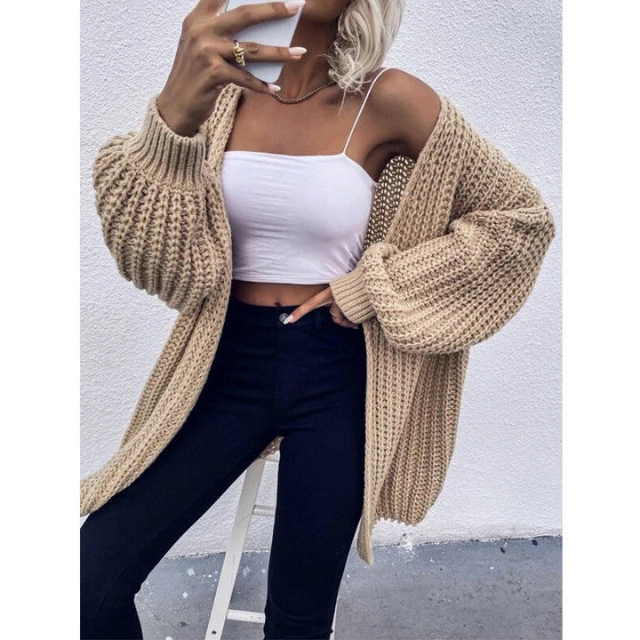Thick knit jacket for women with oversized sleeves and front opening Lune London