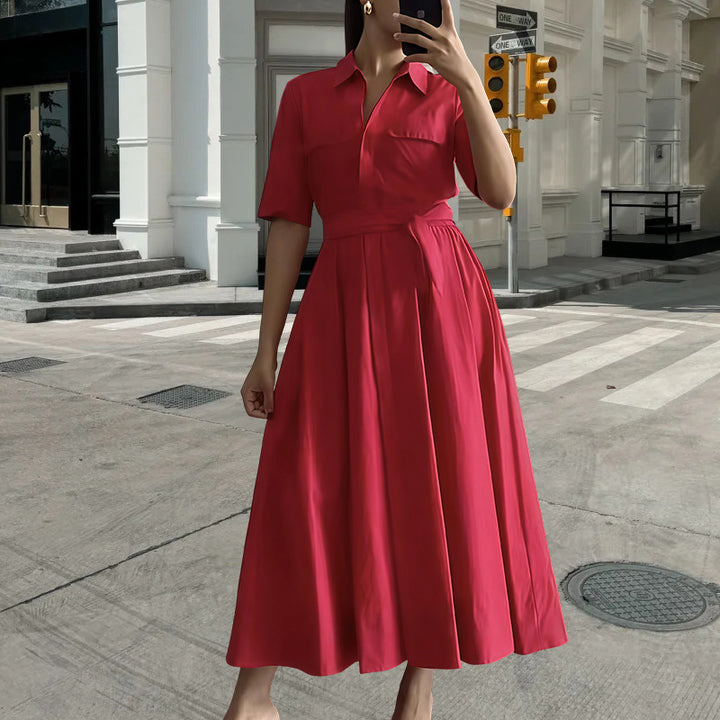 Shirt dress for women with cinched belt and classic details Lune London