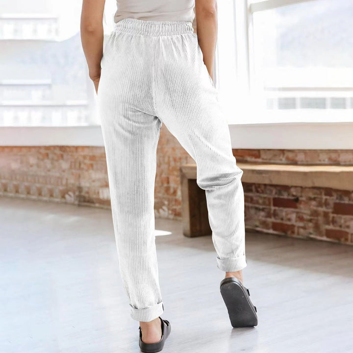 Dames Pantalon de loisirs en matériau côtelé confortable Lune London