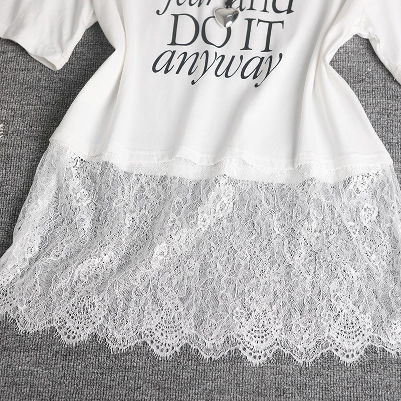 Lace Overlay T-shirt Trendy Women Lune London