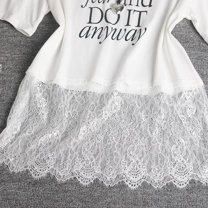 Lace Overlay T-shirt Trendy Women Lune London