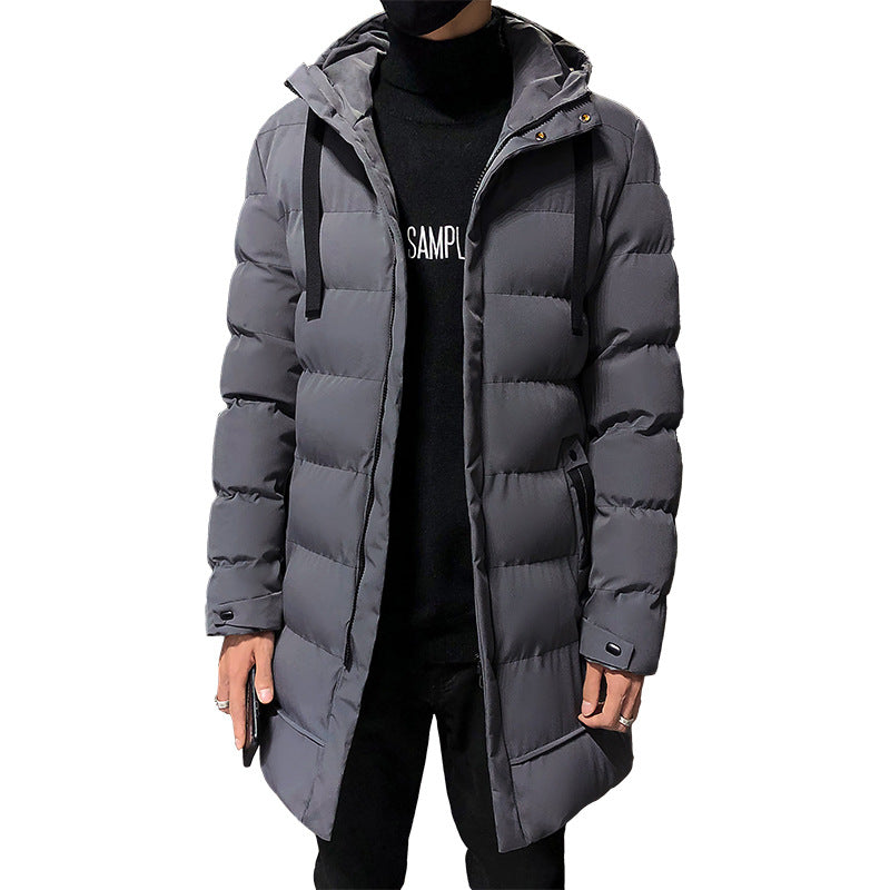 Long insulated bomber jacket for men with hood Lune London