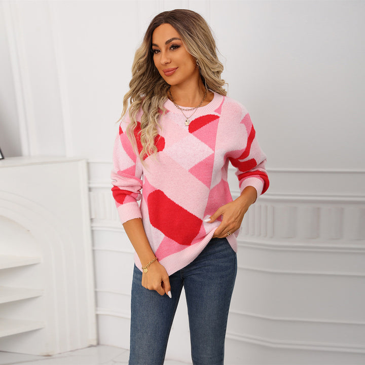 Knit sweater for women with geometric pattern Lune London