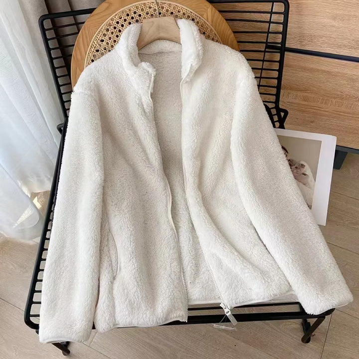 Veste en polaire confortable pour femmes avec col montant et fermeture éclair latérale Chic & Stil