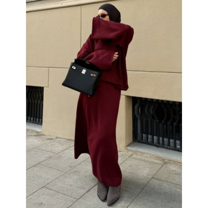 Knit dress for women with high neck and loose silhouette Lune London